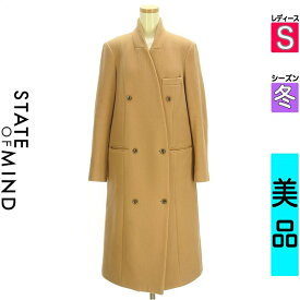 ステートオブマインド STATE OF MIND コート レディース 冬 ブラウン S ノーカラーウールロングコート 【中古】【古着】【新着】