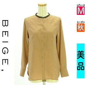 【注目★全品ポイント11倍】 ベイジ， BEIGE， ブラウス レディース 秋 長袖 ブラウン M バンドカラースキッパーブラウス 【中古】【古着】【新着】