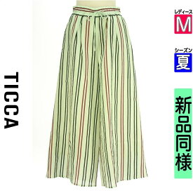 ティッカ TICCA パンツ レディース 夏 黄緑/ライトグリーン M マルチストライプ柄ワイドパンツ 【中古】【古着】【新着】
