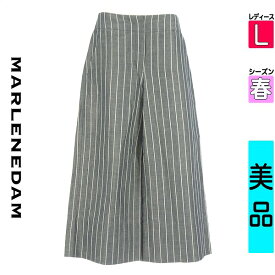 マーレンダム MARLENE DAM パンツ レディース 春 紺色/ネイビー L ミモレ丈ストライプ柄パンツ 【中古】【古着】【新着】