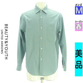 ビューティ＆ユース BEAUTY&YOUTH カジュアルシャツ メンズ 春 長袖 グリーン M ラウンドヘムシャツ 【中古】【古着】【新着】