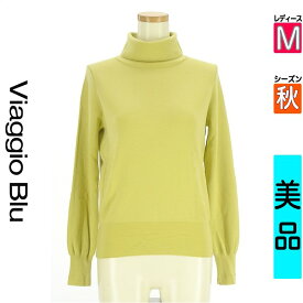 ビアッジョブルー Viaggio Blu ニット レディース 秋 長袖 黄緑/ライトグリーン M タートルネックニットトップス 【中古】【古着】【新着】