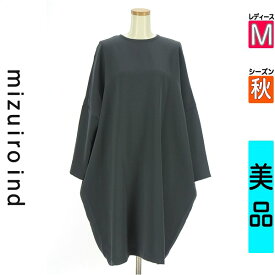 ミズイロインド mizuiro ind ワンピース チュニック レディース 秋 長袖 グレー M ビッグシルエットワンピース 【中古】【古着】【新着】