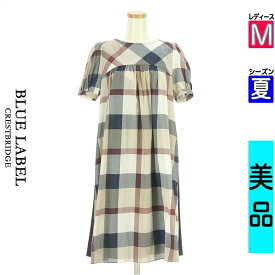 ＼開始4時間限定★39%OFFクーポン／ ブルーレーベル・クレストブリッジ BLUE LABEL CRESTBRIDGE ワンピース チュニック レディース 夏 半袖 ベージュ M 半そでチェック柄ワンピース 【中古】【古着】【新着】