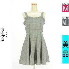 エブリン evelyn キャミワンピース レディース オールシーズン グレー M グレンチェック柄キャミワンピース 【中古】【古着】【新着】