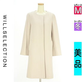 ＼開始4時間限定★39%OFFクーポン／ ウィルセレクション WILLSELECTION コート レディース 冬 ピンク M ノーカラーウールロングコート 【中古】【古着】【新着】