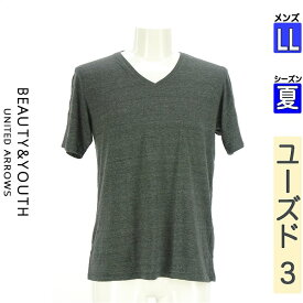 ビューティ＆ユース BEAUTY&YOUTH Tシャツ メンズ 夏 半袖 グレー LL Vネックカットソー 【中古】【古着】【新着】
