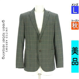グリーンレーベル リラクシング green label relaxing ジャケット メンズ 秋 グレー L ウィンドウペンチェック柄テーラードジャケット 【中古】【古着】【新着】