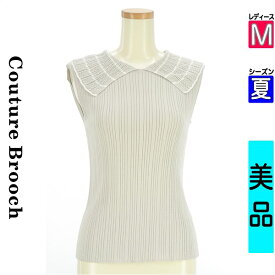 ＼開始4時間限定★39%OFFクーポン／ クチュールブローチ Couture Brooch ニット レディース 夏 ノースリーブ グレー M 透かし編み襟リブニット 【中古】【古着】【新着】
