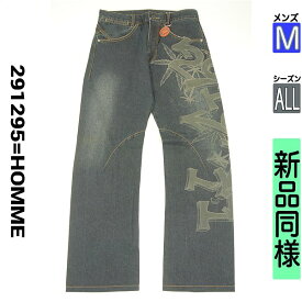 291295オム 291295=HOMME デニムパンツ メンズ オールシーズン ブラック M プリントデニムパンツ 【中古】【古着】【人気】