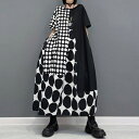 目立ち度MAX！個性派ファッション　ゆったりデザイン/ドット系　オシャレな派手柄デザインワンピース　シャツワンピース　カジュアル　　長袖ワンピース　ゆったりデザイン　送料込　送料無料