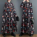 目立ち度MAX！個性派ファッション　ゆったりデザイン/セレブ系　オシャレな派手柄デザインワンピース　シャツワンピース　カジュアル　リゾート　長袖ワンピース　ゆったりデザイン　送料込　送料無料