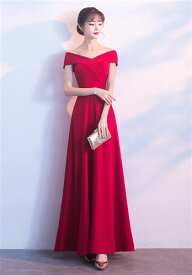 ロングドレス キャバドレス ドレス　シックなデザインでシンプルなsexyな肩魅せデザイン　Aラインストレッチロングドレス
