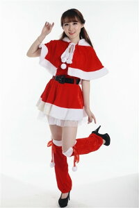 サンタコスプレ衣装セットクリスマスイベントに!サンタ衣装セット猫耳ケープ&ウォーマー付