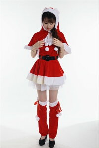 サンタコスプレ衣装セットクリスマスイベントに!サンタ衣装セット猫耳ケープ&ウォーマー付