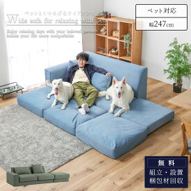 8/4 20:00-8/11 01:59 マラソン2000円OFF!※ポイント10倍！【開梱設置付】関家具 トビー ペット 247cm ソファ ソファ ソファー ペットフレンドリー ファブリック 組み替え ペットのキズに強い 摩擦に強い 毛が取れやすい 犬 猫 子供 家