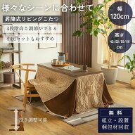 【開梱設置付】こたつテーブル 120×60cm 昇降式 高さ調整 4段階 45cm 52cm 59cm 66cm おしゃれ 北欧風 …
