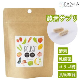 ママ向け 酵素 & 乳酸菌 サプリ 【 ベジタブル＆フルーツ KOUSO+ 1袋 60球 】 30日分 美容 健康 有機野菜 発酵食品 ローヤルゼリー アミノ酸 亜鉛 銅 有胞子性乳酸菌 ビフィズス菌 善玉菌 食物繊維 フラクトオリゴ糖 便秘 腸活 サプリメント 黒酢 粉末 紅麹 不使用 国 FAMA