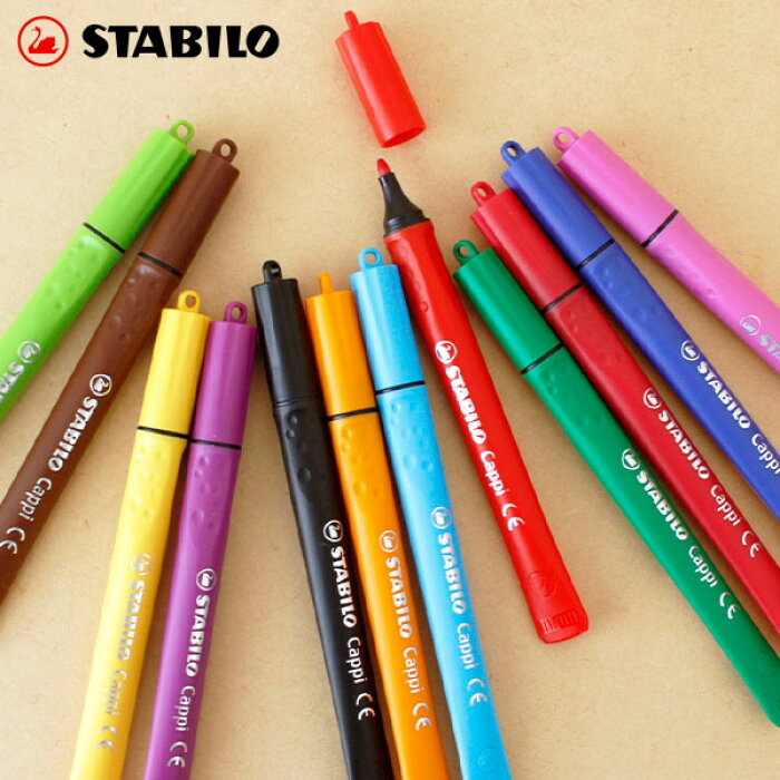 スタビロ Stabilo 水性 ペン キャッピ Cappi 単品 全12色 ファイバーチップ カラー ペン 中字 1mm 正規販売店 の商品詳細 日本の通販ショッピングサイトの代理購入 From Japan