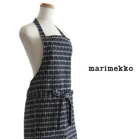 【 メール便可 】 マリメッコ アルク 大人用 エプロン / ダークブルー×リネン　marimekko Alku apron 【 正規販売店 】