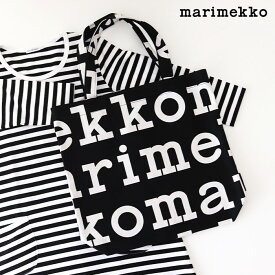 マリメッコ ロゴ Notko トートバッグ / ブラック×オフホワイト　marimekko Logo bag 【 正規販売店 】