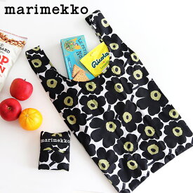 【 メール便 可 】 マリメッコ スマートバッグ ポーチ一体型 ( エコバッグ ) ミニ ウニッコ / ホワイト×ブラック　 marimekko Mini Unikko Smartbag 【 正規販売店 】