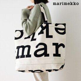 マリメッコ キオスキ Ahkera ロゴ トートバッグ / ブラック×オフホワイト　marimekko Kioski Ahkera logo bag 【 正規販売店 】