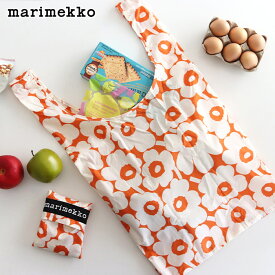 【 メール便可 】 マリメッコ スマートバッグ ポーチ一体型 ( エコバッグ ) ミニ ウニッコ / オレンジ×ホワイト　 marimekko Mini Unikko Smartbag 【 正規販売店 】