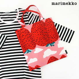 【 メール便可 】 マリメッコ マンシッカヴォレット スモール ファブリックバッグ / レッド×ピンク　marimekko Mansikkavuoret Fabric Bag 【 正規販売店 】