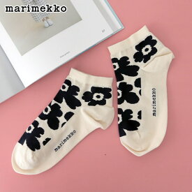 【 メール便 可 】 マリメッコ Rasu ウニッコ アンクル丈 ソックス 靴下 / オフホワイト×ブラック　marimekko Rasu Unikko Socks　【 正規販売店 】