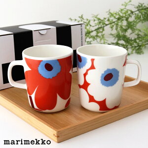マリメッコ ウニッコ マグ 【 2個セット 】 / トマトレッド×ホワイト×ブルー　marimekko Unikko mug cup 2pcs　【 正規販売店 】