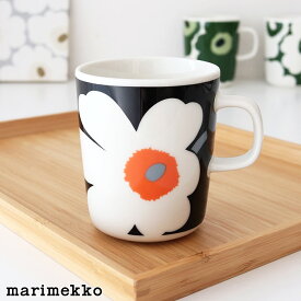 マリメッコ ウニッコ 60周年 マグ 250ml / ブラック×オレンジ　marimekko Unikko 60th mug cup　【 正規販売店 】【 メール便不可 】