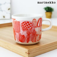 マリメッコ シイルトラプータルハ コーヒーカップ 200ml 取っ手付き / オレンジ×ライトピンク　marimekk…