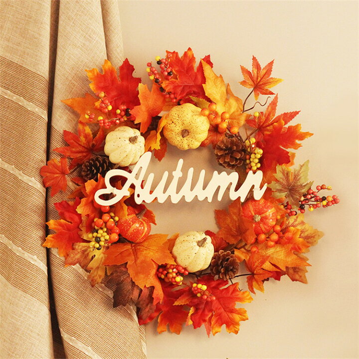 楽天市場 ハロウィン リース 花輪 フラワーリース 秋 かぼちゃ 飾り 玄関リース 装飾 約45cm ディスプレイ リース パンプキン 壁飾り 壁掛け 置物 ハロウィーン ハロウィン クリスマス 店舗装飾 インテリア 玄関 デコレーション かわいい おしゃれ 可愛い 季節用品 人気