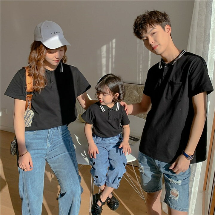 親子ペアルック 上下セット 親子服 夏 ポロシャツ おそろい服 父と息子 家族 22 レディース ママと娘 メンズ スポーツウェア リンクコーデ