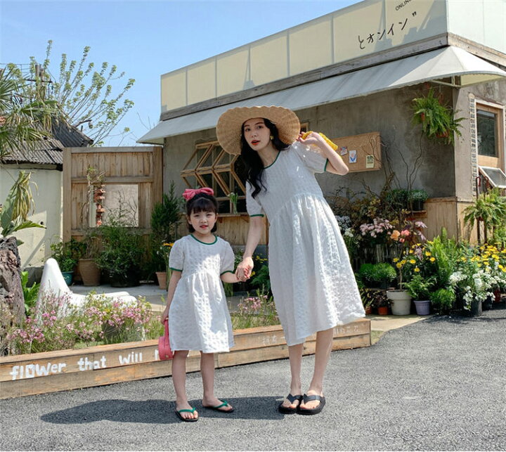 楽天市場】ワンピース レディース 親子ペアルック 夏 ドレス 膝丈 半袖  