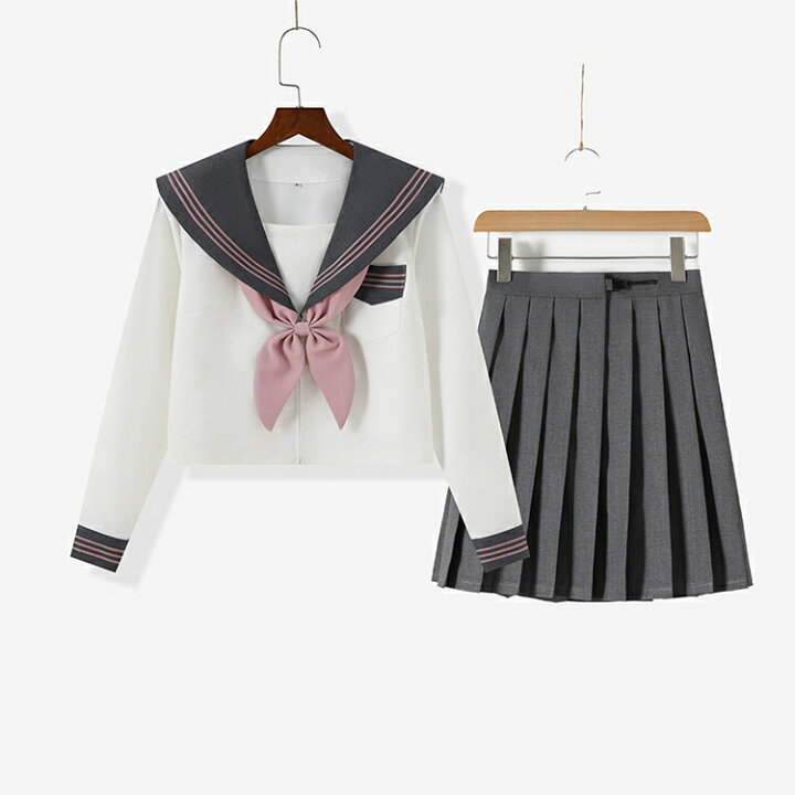 楽天市場】セーラー服 長袖 グレー 上下セット ピンク 制服 学生服 JK 