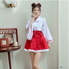 巫女服 神道 和服 4点セット 妖狐 ins レディース 女性 S～5XL大きいサイズ コスプレ妖狐 cosplay 大きいサイズ 夏秋 アニメ 制服 仮装 インスタ映え 文化祭 学院祭 漫画