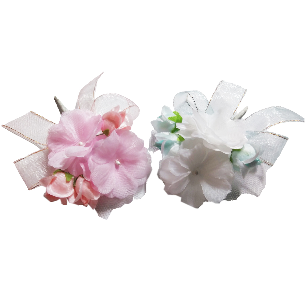 激安☆超特価造花 花飾り 胸花 ジャスミンとバラのコサージュ 完成品 （1個）