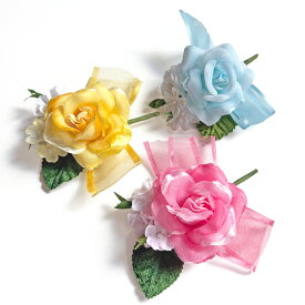 コサージュ 旅立ちのバラ サテンローズ 完成品 (1個) 卒園式 卒業式 入学式 入園式 子供 大人 発表会 花飾り 胸花