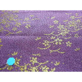 ちりめん 生地 友禅 金の桜 渋紫GN24/05 10cm 髪飾りやつまみ細工に 二越 レーヨン 縮緬 和風 はぎれ