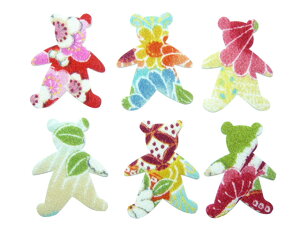 ちりめんシール 一越縮緬 くま(10枚)