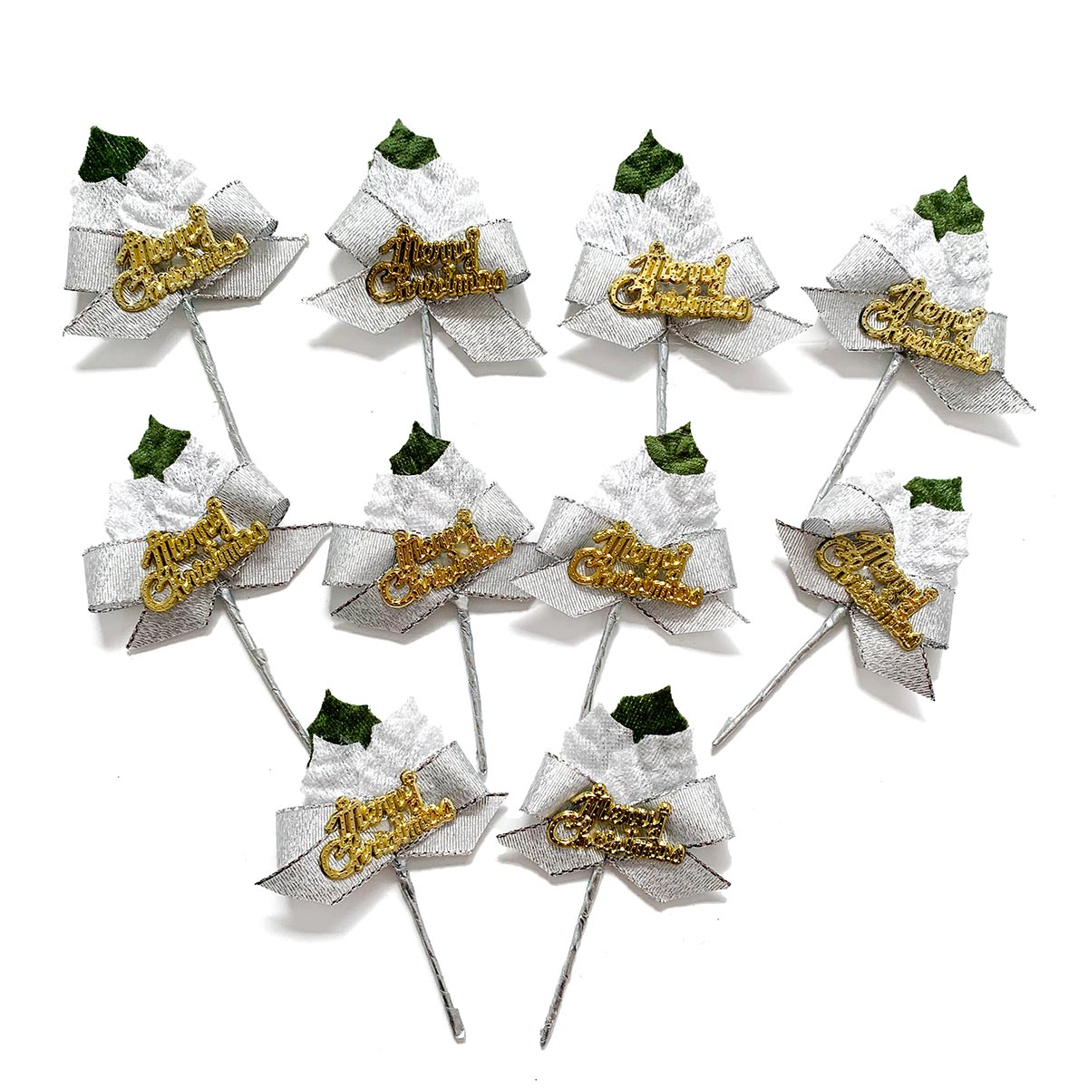 ケーキピック メール便対応 クリスマスケーキ 日本正規代理店品 飾り FX-10 爆買いセール オーナメント シルエットが美しい白と緑のヒイラギ 10本入
