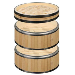 「本体2個*蓋1個セット」蒸し器 竹蒸し器 蒸籠 中華せいろ せいろ蒸し器 (本体2個?蓋1個) 業務用 蒸篭 蒸し籠 家庭用 商業用 調理器具 キッチン用品 蒸し料理 饅頭 餃子 小籠包 竹製蒸し