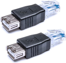 Herfair イーサネット-USBアダプター 2個 USB-イーサネットアダプター RJ45イーサネットオス-USBメスコンバーター USBからRJ45コネクター ADSLモデム ルーター カメラ用 ネットワーク機能付き