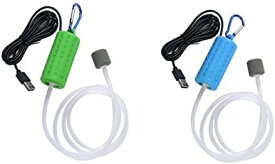 （Manaheart) USB ミニエアレーションポンプ 2個セット ブクブク エアーポンプ アクア リウムエアレーター 超静か ミニフィッシュ タンクゴー フィッシング 酸素ポンプ 釣り ポンプ 生かし 酸素 ポンプ エビ 活かし [ブルー グリーン]