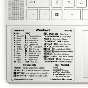 SYNERLOGIC Windows PC Reference Keyboard Shortcut Vinyl Sticker, No-Residue Adhesive, for any PC Laptop or Desktop SM: 3"x2.5"