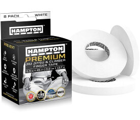 Hampton Adams （8パック）ホワイトフィンガーテープ-アスレチックテープ0.3 x 45フィート-ロッククライミング、BJJ柔術、グラップリング、MMA、クロスフィット、およびハンプトンアダムスの格闘技用