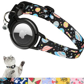 FEEYAR アップグレード版 AirTag 猫首輪 GPS一体型猫首輪 Apple Airタグホルダーとベル付き [ブラック] 安全ゴムバンドトラッカー 猫の首輪 女の子 男の子 猫 子猫 子犬