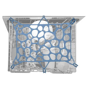 REVEX (レベックス) シリコン製食器洗い機ネット 小物用 6つの調節可能なフック プラスチックボウル 哺乳瓶 カップを覆う 転倒防止 すべての食器洗い機に対応 (ブルー) 9.8インチx14.5インチ